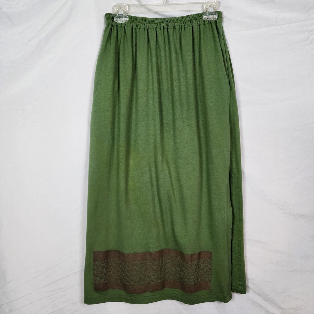 USA Vintage BUDDIES Size OSFM Green Brown Pull On Fairy Grunge Lagenlook Skirt